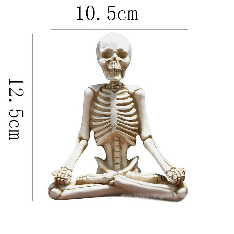 Decoratief Yogaskelet Beeldje Hars Meditatie Sculptuur Zwart Wit Woonaccessoire Schedeldecoratie Interieur | Sulvida