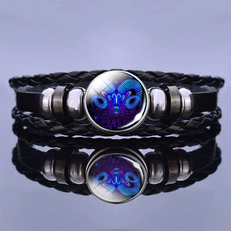 Sterrenbeelarband Lapis Lazuli & Sodaliet Leren Armband met Staal Beschermend Geluksaccessoire Spiritueel | Sulvida