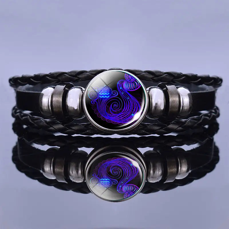 Sterrenbeelarband Lapis Lazuli & Sodaliet Leren Armband met Staal Beschermend Geluksaccessoire Spiritueel | Sulvida