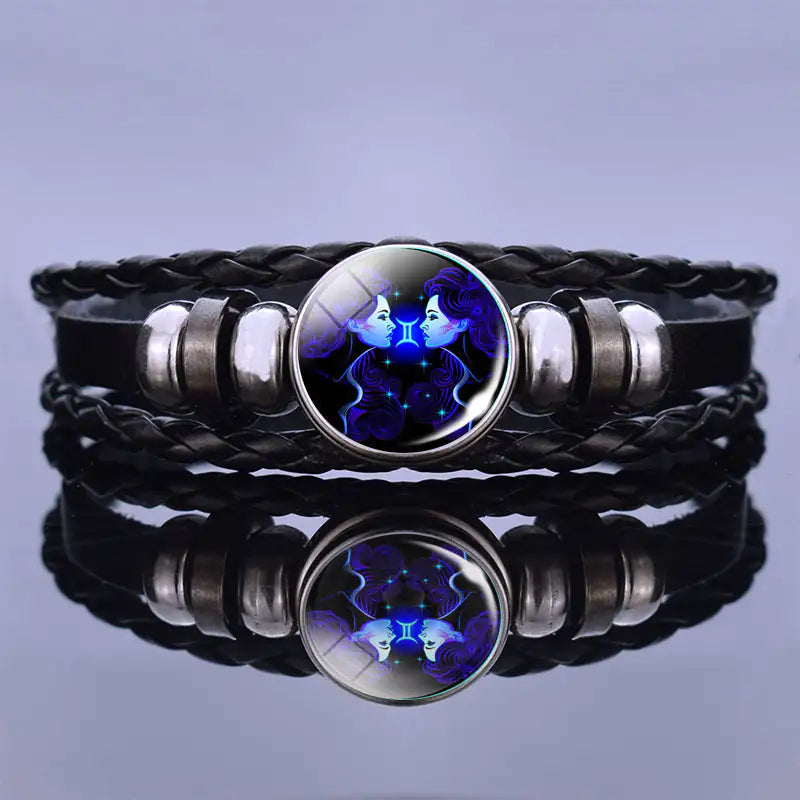 Sterrenbeelarband Lapis Lazuli & Sodaliet Leren Armband met Staal Beschermend Geluksaccessoire Spiritueel | Sulvida