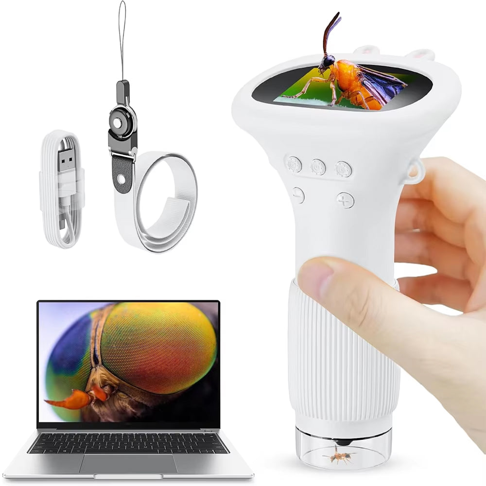 Microscope pour enfants avec grossissement 1000x, USB, numérique, caméra HD 2MP, pour découvrir les sciences de manière éducative | Sulvida
