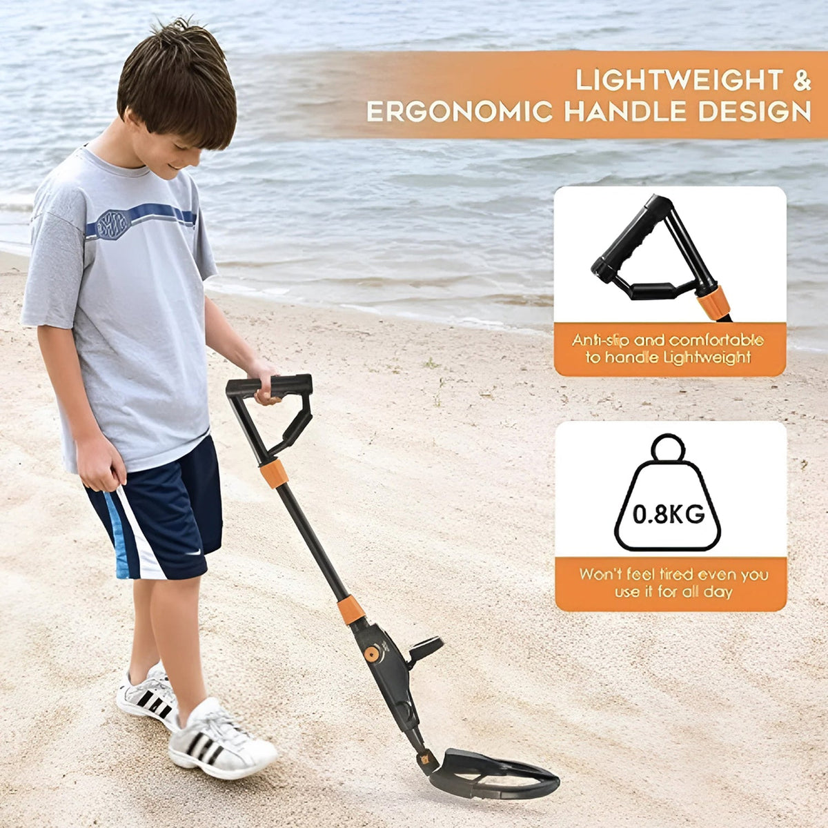Détecteur de métaux pour enfants avec bobine de recherche étanche et mode discrimination | Détection jusqu’à 27 cm de profondeur | Sulvida