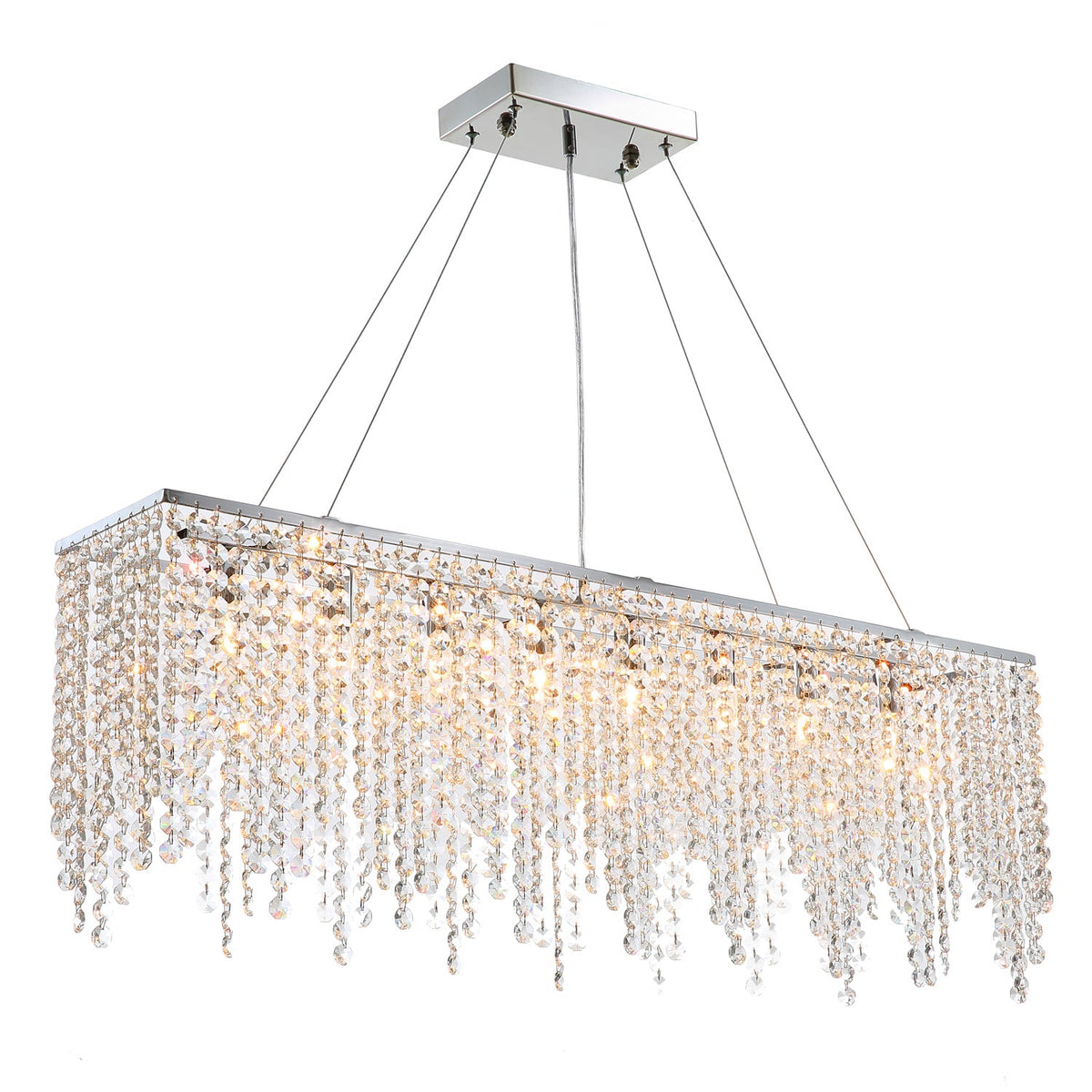 Lineaire kristallen hanglamp met druppels chroom eetkamer woonkamer keuken verlichtingsobject kroonluchter | Sulvida