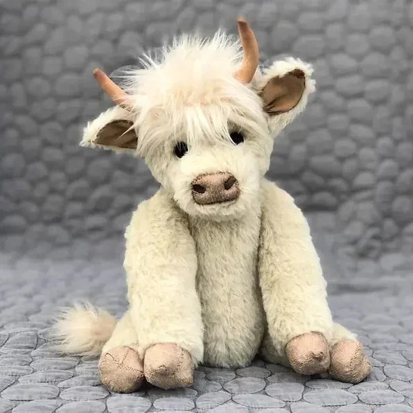 Hooglandkoe Knuffel met Bloemen Handgemaakt Zacht Alpaca Decoratief Cadeau | Sulvida
