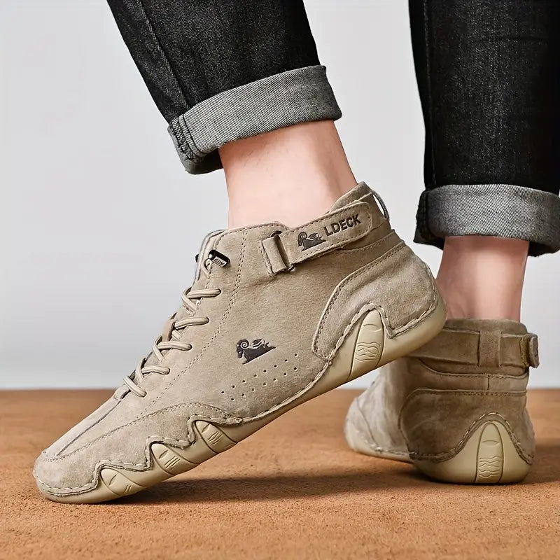 Waterdichte Herenschoenen Hoog met Elastische Sluiting Modern Stoer Ontwerp Leer Comfortabel Casual Dagelijks | Sulvida