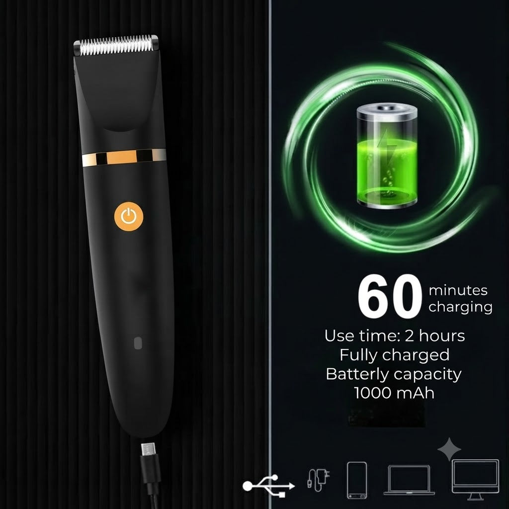 Tondeuse corporelle 3-en-1 pour homme, électrique, étanche IPX7, rasage à sec et sous la douche, soins du corps | Sulvida