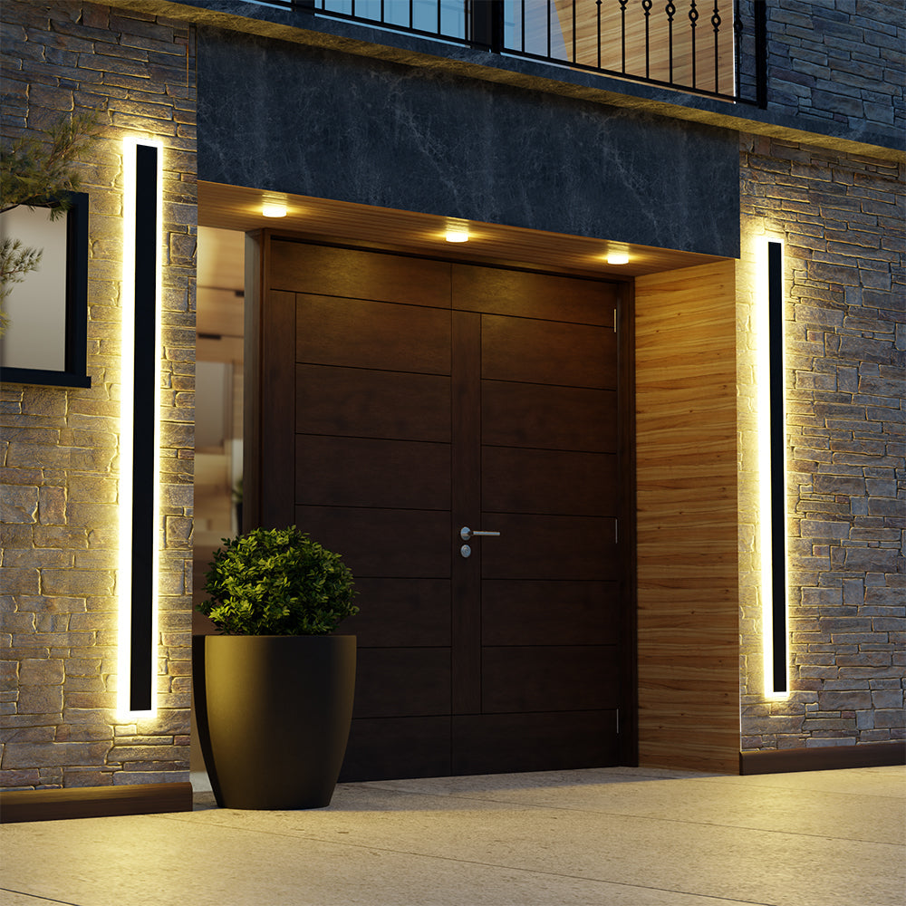 Lineaire LED wandlamp voor buiten zwart wit weersbestendig modern design metaal acryl IP65 tuinverlichting | Sulvida
