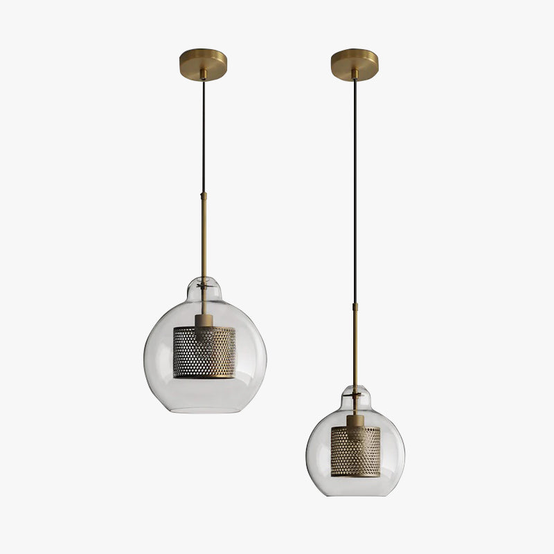 Glazen Hanglamp Bol Goud Cilinder Design Verlichting Woonkamer Eetkamer Slaapkamer Moderne Plafondlamp | Sulvida