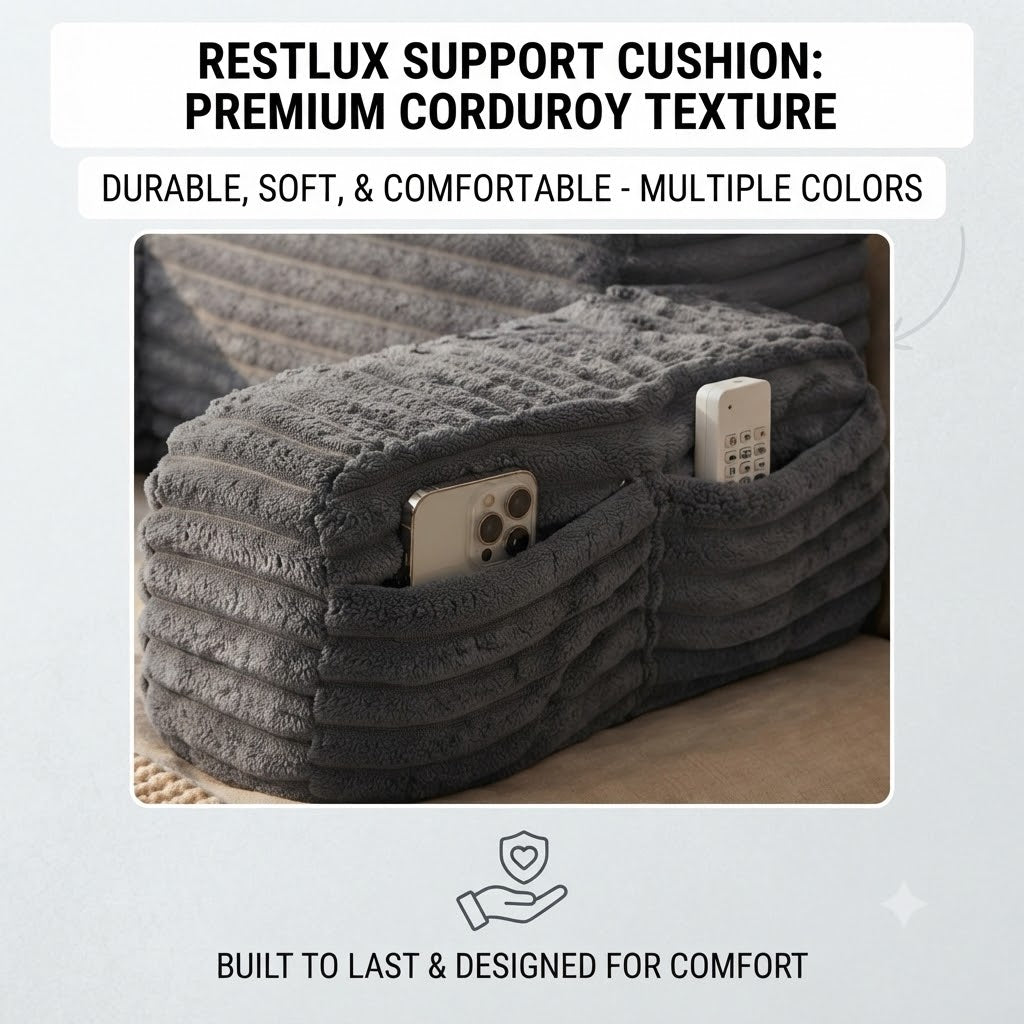 Coussin de dossier avec accoudoirs et appui-tête réglable gris 42x40x48 cm Coussin de lecture pour lit | Sulvida