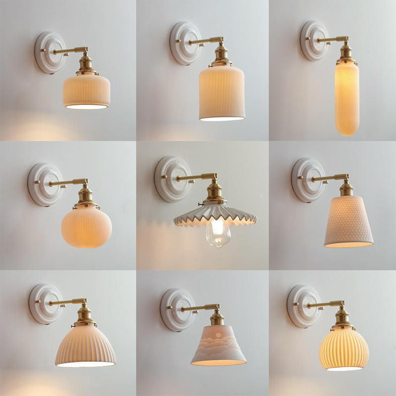 Wandlamp Keramiek met Messing Vintage Rond Armatuur Exclusief Lamp Woonkamer Gang Slaapkamer Chique Stijl | Sulvida