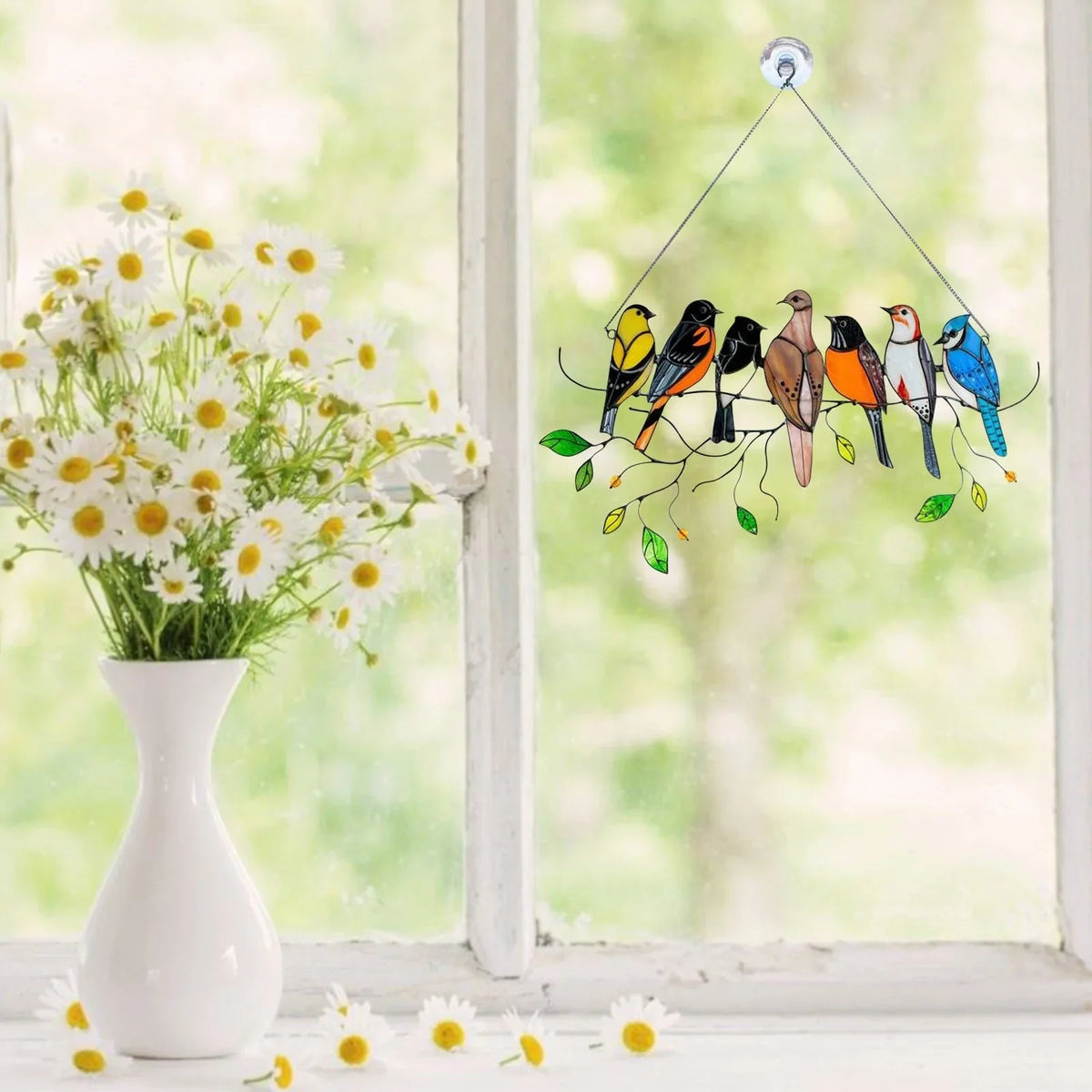 Raamdecoratie Metalen Vogels Suncatcher Veelkleurig Hangornament 20,5×10,5cm Wanddecoratie voor Tuin | Sulvida