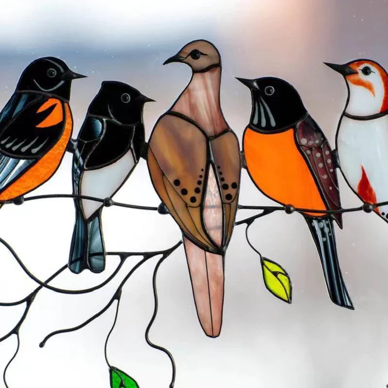 Raamdecoratie Metalen Vogels Suncatcher Veelkleurig Hangornament 20,5×10,5cm Wanddecoratie voor Tuin | Sulvida