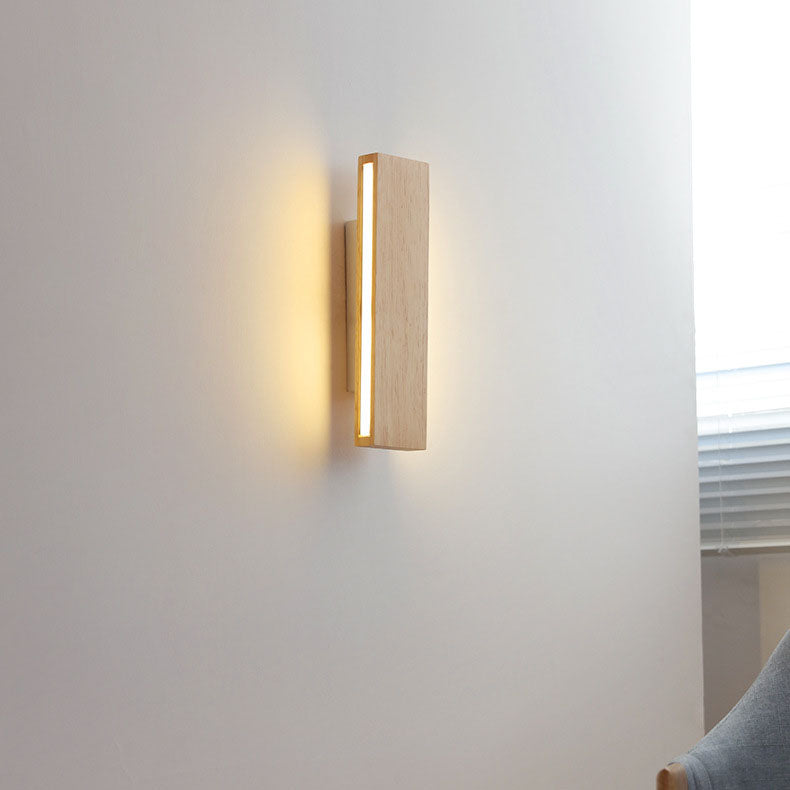 Houten wandlamp rechthoekig draaibaar met LED verlichting voor slaapkamer woonkamer gang modern design 22-52 cm | Sulvida