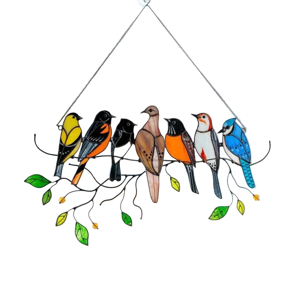 Raamdecoratie Metalen Vogels Suncatcher Veelkleurig Hangornament 20,5×10,5cm Wanddecoratie voor Tuin | Sulvida