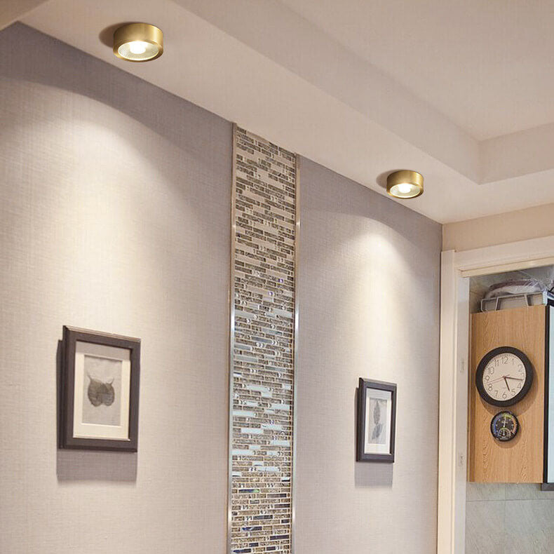 Plafondlamp rond koper ultradun LED geïntegreerd 8-12 cm directe montage warm wit koel wit voor hal woonkamer | Sulvida