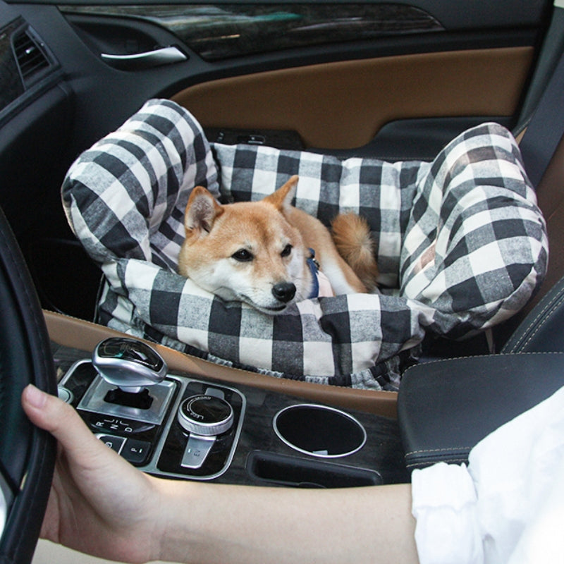 Reisautostoel voor Honden Groot Formaat Draagbaar Zacht Katoenen Zitkussen met Diepe Rand Veilig Autobed | Sulvida