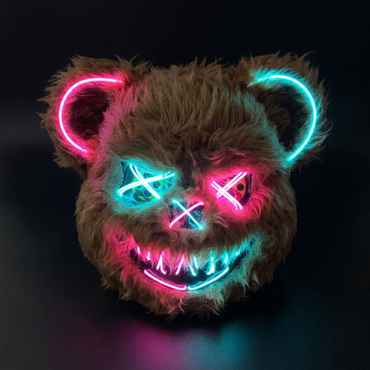 Verlicht Pluche Horrormasker Beer of Konijn met Neon Draad voor Feesten en Halloween Verkleedkleding | Sulvida