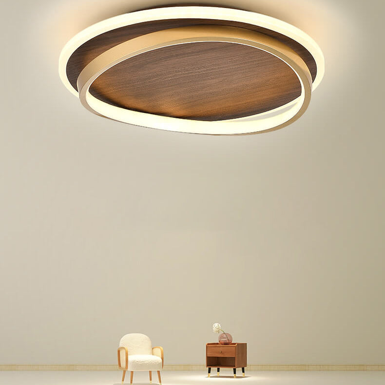 Scandinavische LED Plafondlamp Walnoot Goud 37-57 cm Geïntegreerde Verlichting Modern Design Woonkamer | Sulvida