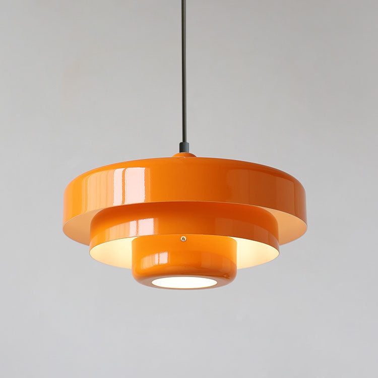Metalen hanglamp meerlaags rond vintage design oranje groen wit voor woonkamer eetkamer hal slaapkamer | Sulvida