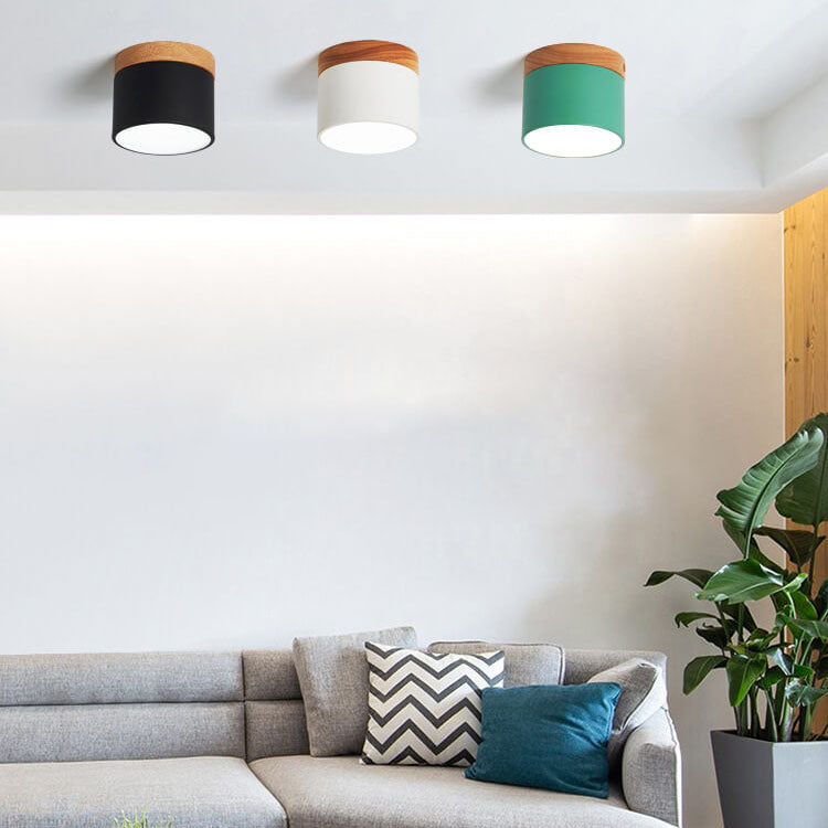 Moderne Plafondlamp Scandinavisch Minimalistisch Hout LED Klein Rond Strak Hal Slaapkamer Gang Verlichting | Sulvida