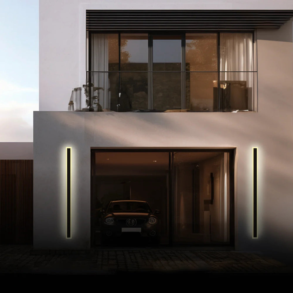 Lineaire LED wandlamp voor buiten zwart wit weersbestendig modern design metaal acryl IP65 tuinverlichting | Sulvida