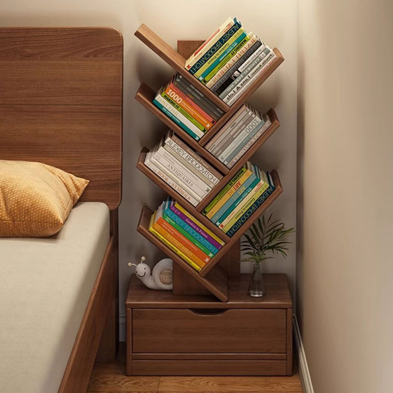 Boekenrek 6 tot 12 Niveaus Rechthoekig Duurzaam Plaatmateriaal Notenhout Naturel Opbergkast Voor Kantoor Thuis | Sulvida