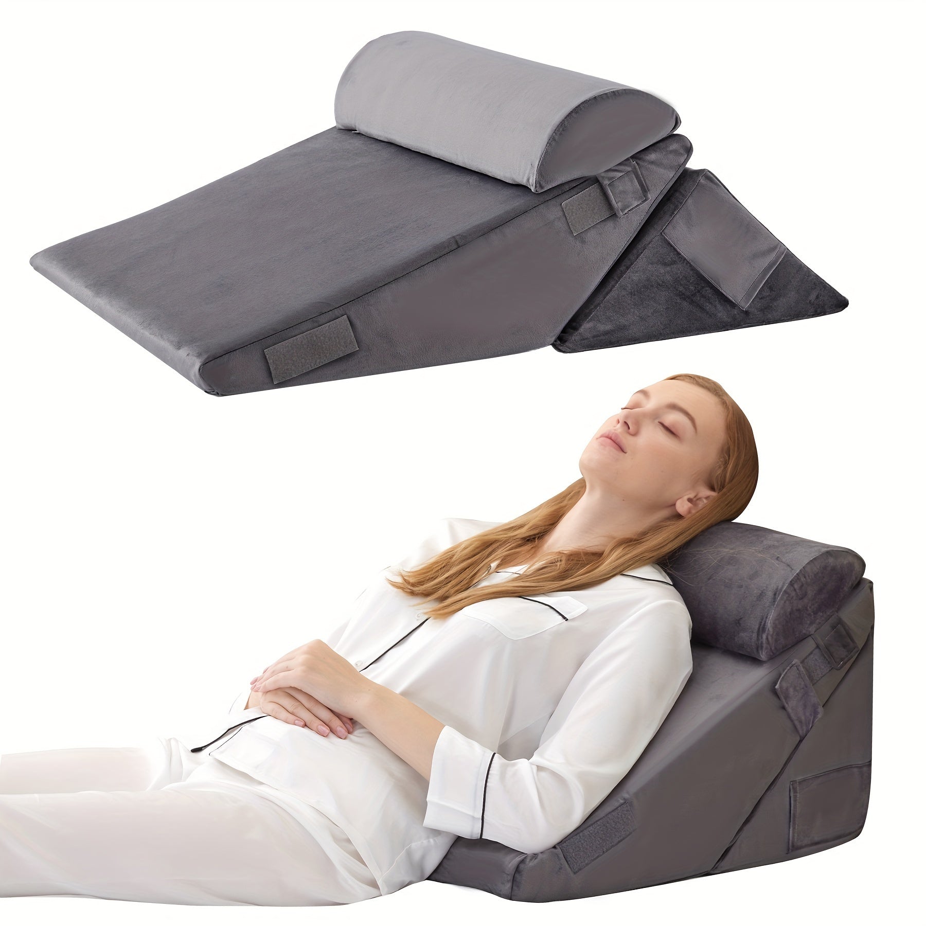 Verstelbaar Bedkussen voor Rugsteun en Benen – Comfortabel Wigkussen met Memory Foam voor Herstel en Ontspanning | Sulvida