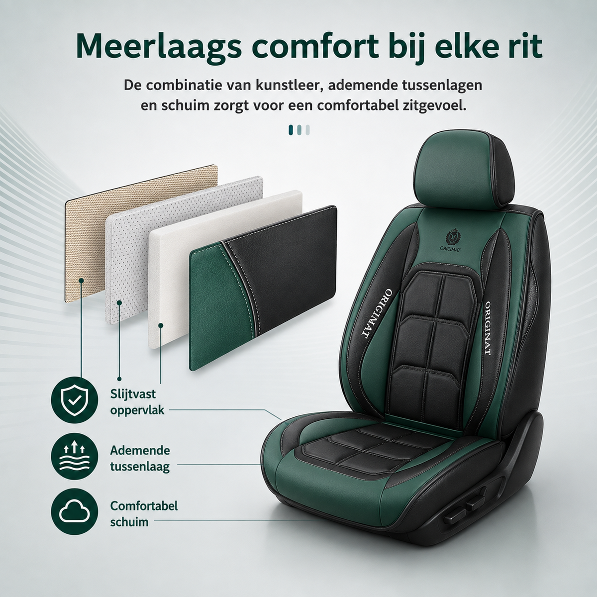 Autostoelhoes Met Airbag-Opening Multicapa Vulling Opbergvak Universeel Passend 11-Delig Complete Set Auto | Sulvida