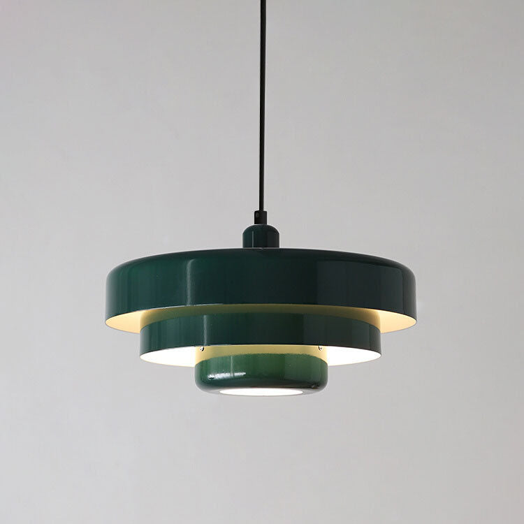 Metalen hanglamp meerlaags rond vintage design oranje groen wit voor woonkamer eetkamer hal slaapkamer | Sulvida