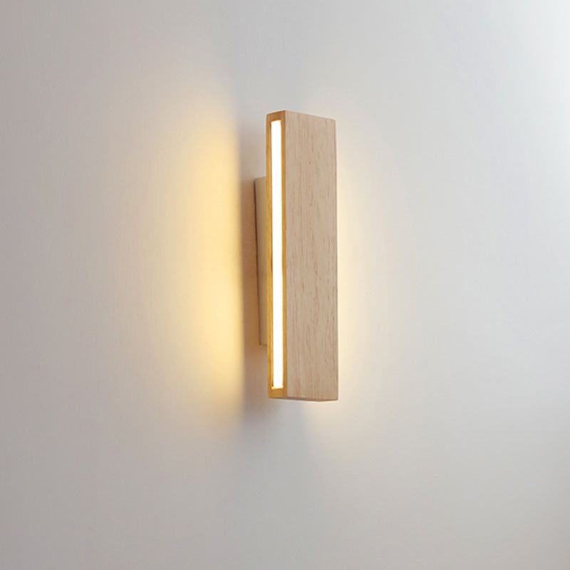 Houten wandlamp rechthoekig draaibaar met LED verlichting voor slaapkamer woonkamer gang modern design 22-52 cm | Sulvida