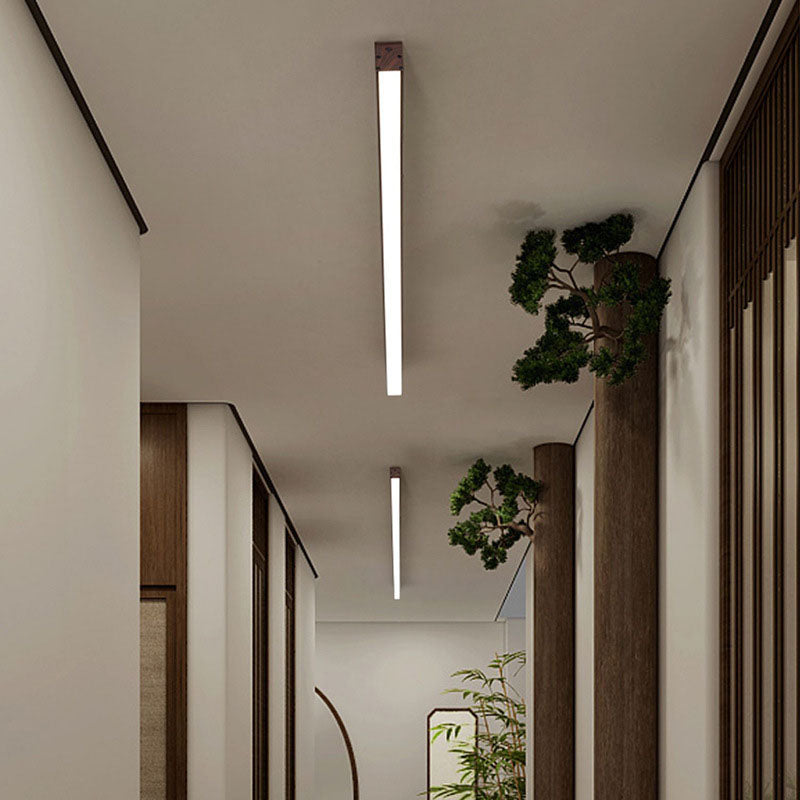 Plafondlamp LED met houtnerf aluminium strips modern minimalistisch strak design voor woonkamer slaapkamer | Sulvida