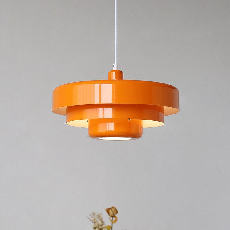 Metalen hanglamp meerlaags rond vintage design oranje groen wit voor woonkamer eetkamer hal slaapkamer | Sulvida