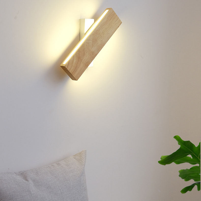 Houten wandlamp rechthoekig draaibaar met LED verlichting voor slaapkamer woonkamer gang modern design 22-52 cm | Sulvida