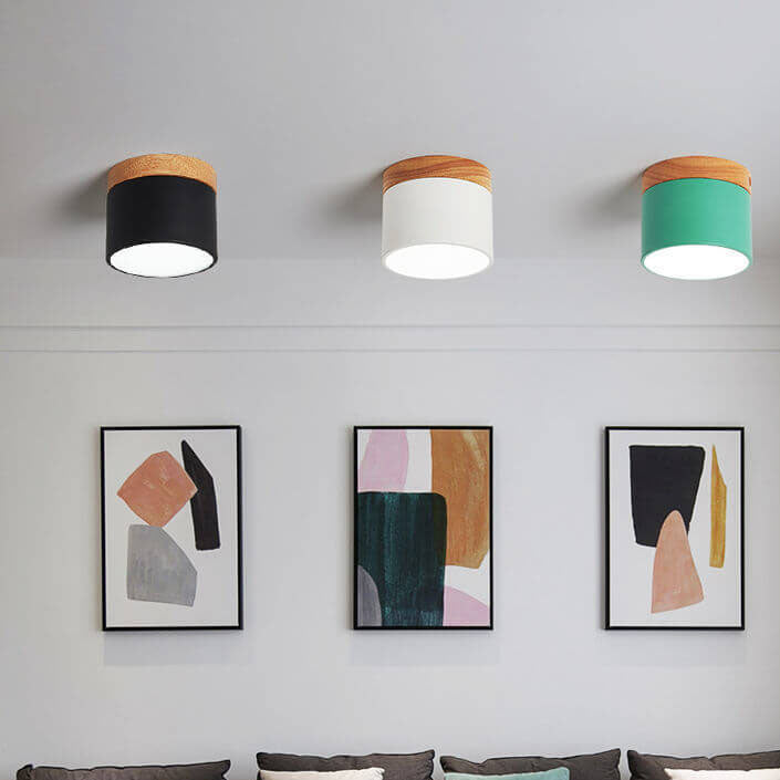 Moderne Plafondlamp Scandinavisch Minimalistisch Hout LED Klein Rond Strak Hal Slaapkamer Gang Verlichting | Sulvida