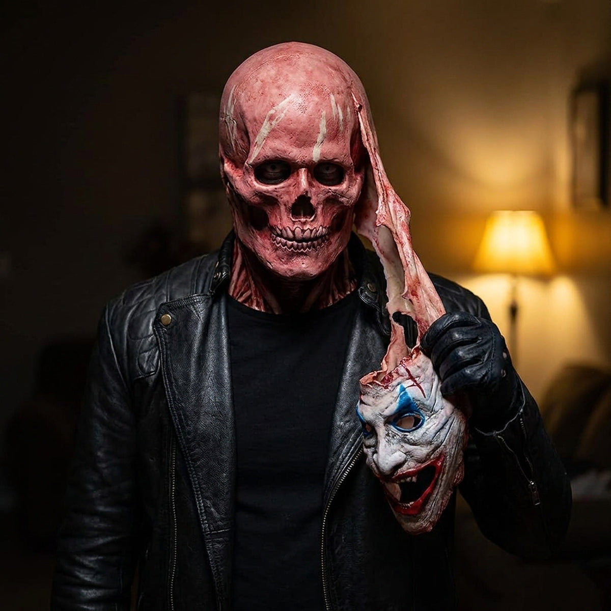 Dubbellaags Horror Masker met Verwisselbaar Clown en Schedel Gezicht voor Volwassenen Halloween Kostuum | Sulvida