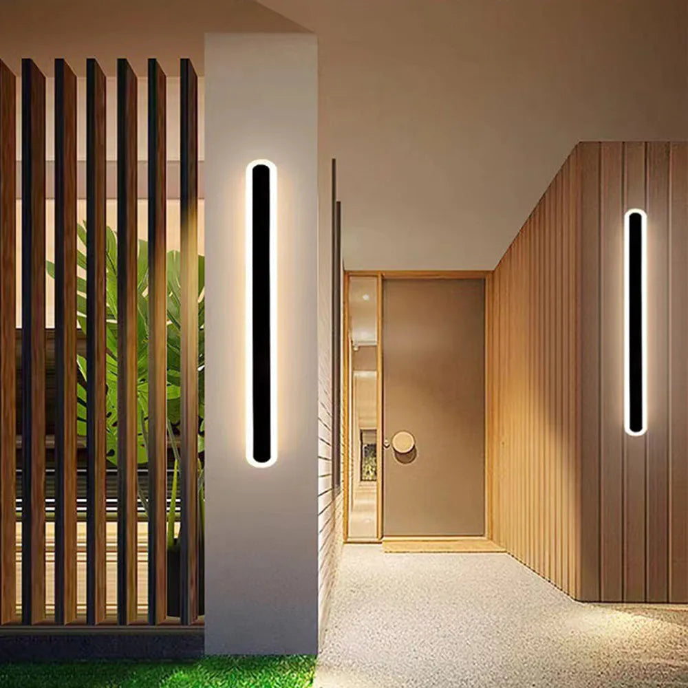 Ovale Buitenwandlamp LED Waterdicht IP65 Metaal Acryl Tuin Outdoor Wandverlichting Modern Design 40-220cm | Sulvida
