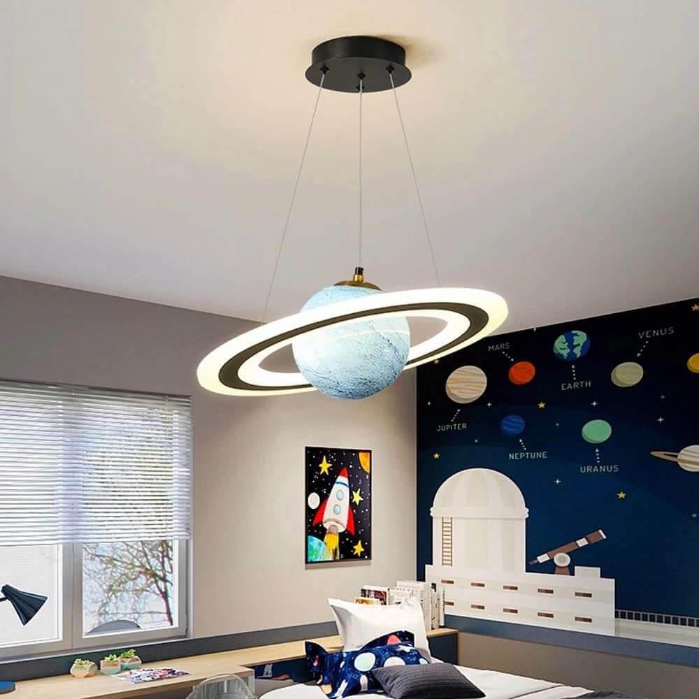 LED Hanglamp Kinderkamer Planeet met Ring Sterrenlicht Kosmisch Sfeerverlichting Ruimtevaart Jongens Meisjes | Sulvida