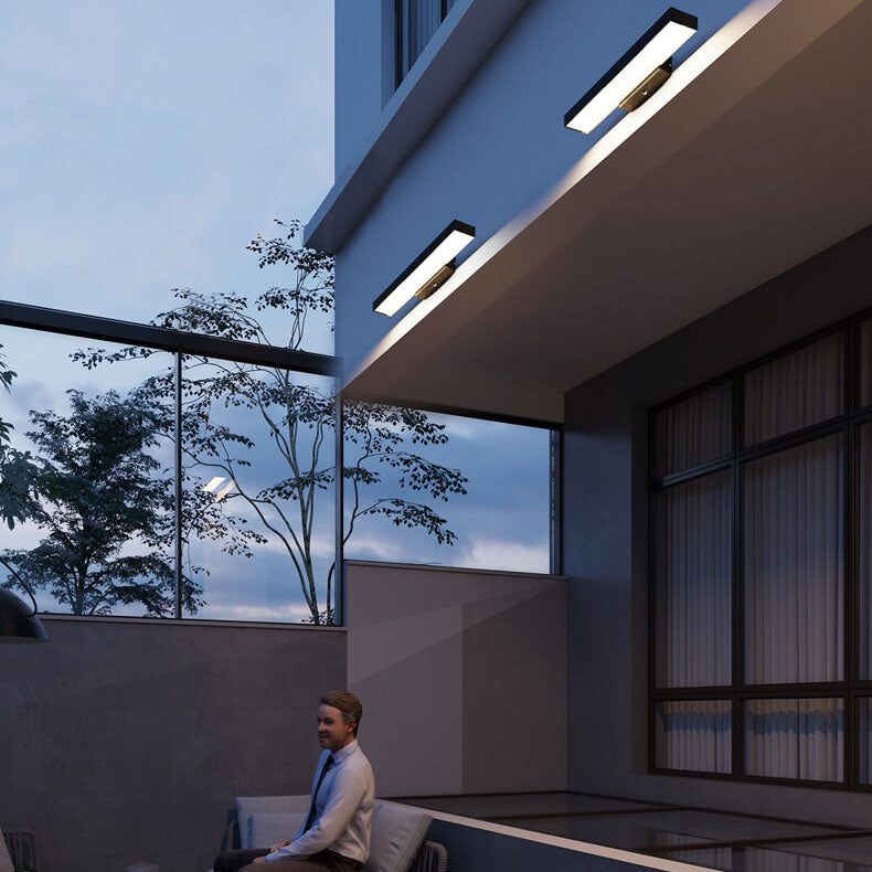Rechthoekige LED Wandlamp Zwart RVS Waterdicht Bewegingsmelder Buitenverlichting Modern Design Tuin Gevel | Sulvida