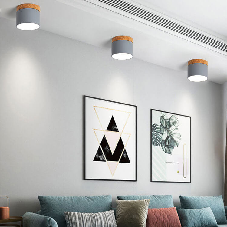 Moderne Plafondlamp Scandinavisch Minimalistisch Hout LED Klein Rond Strak Hal Slaapkamer Gang Verlichting | Sulvida