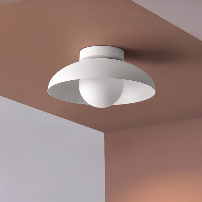 Glazen plafondlamp ijzer glas 30 cm semi-flush industrieel modern interieur wandverlichting woonkamer slaapkamer | Sulvida