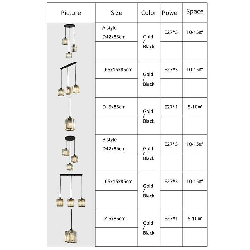 Hanglamp Cilindervormig Glas Zwart of Goud Modern Design Woonkamer Eetkamer Slaapkamer Verstelbaar Snoer | Sulvida