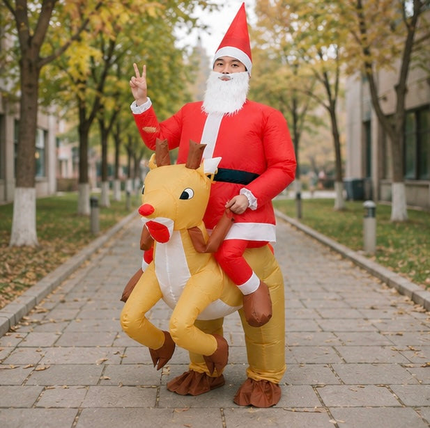 Opblaasbaar Kerstman Kostuum voor Volwassenen en Kinderen Feestdagen Verkleedkleding Kerst Outfit Carnaval | Sulvida