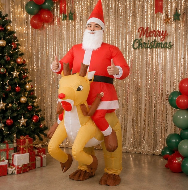 Opblaasbaar Kerstman Kostuum voor Volwassenen en Kinderen Feestdagen Verkleedkleding Kerst Outfit Carnaval | Sulvida
