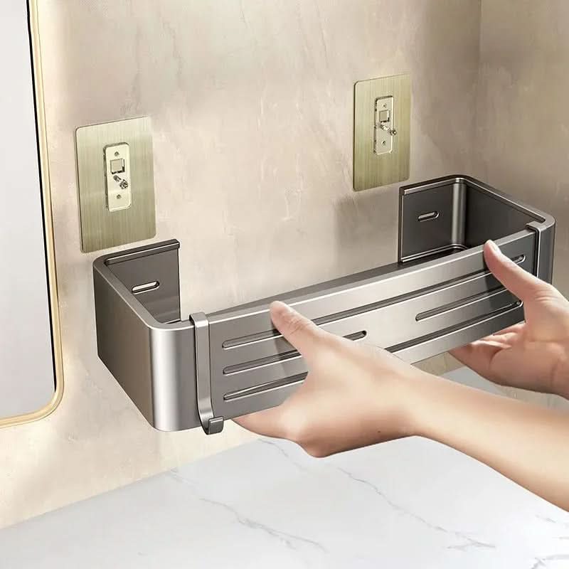 Aluminium Wandplank Badkamer Zelfklevend Zonder Boren Rek Opbergen Waterdicht Doucherek Organizer Plank | Sulvida