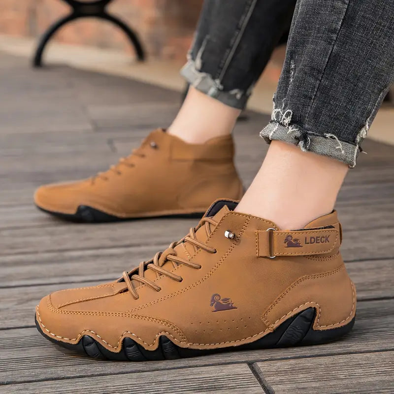 Waterdichte Herenschoenen Hoog met Elastische Sluiting Modern Stoer Ontwerp Leer Comfortabel Casual Dagelijks | Sulvida