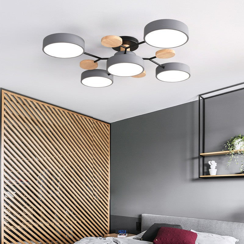 LED plafondlamp takkendesign Scandinavisch rond metaal hout wit groen grijs 89-111cm dimbaar woonkamer | Sulvida