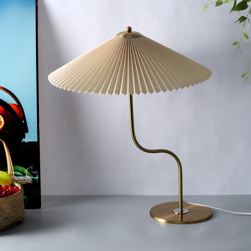 Retro Tafellamp Plissé Kap Stoffenlamp Metaal 63cm Vintage Design Sfeerlicht Leeslamp Woonkamer Sfeerverlichting | Sulvida