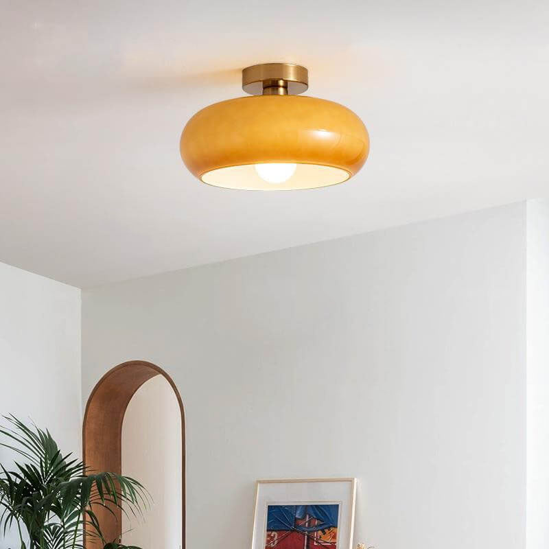 Glazen Hanglamp Bol Ø27cm Messing Pendant Light Eetkamer Woonkamer Hal Retro Ronde Plafondverlichting | Sulvida