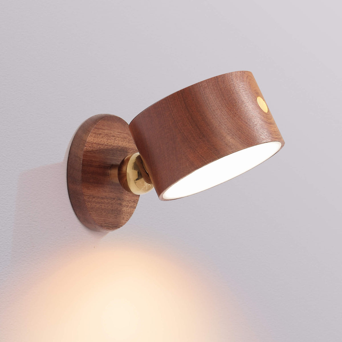 Houten wandlamp USB oplaadbaar magnetisch touchbediening dimbaar LED nachtlampje modern sfeervol design | Sulvida