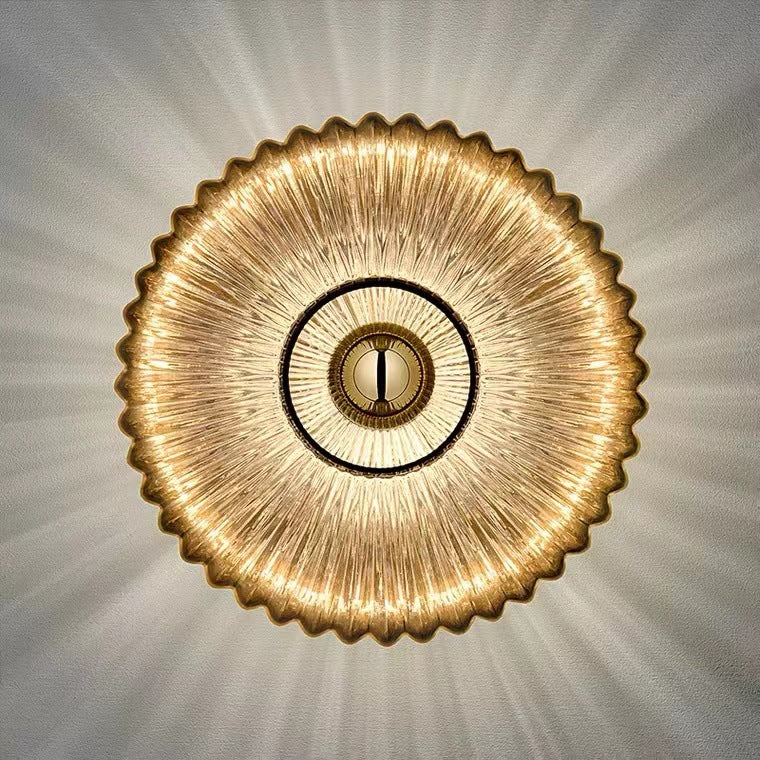Glazen wandlamp met gestreept glas 24 cm ijzeren behuizing voor woonkamer slaapkamer hal gang Nordic design | Sulvida
